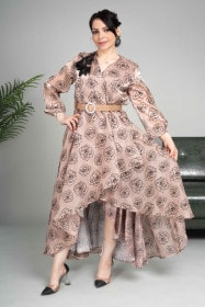 Floral Beige Flowing Dress CJ1027