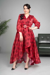 Floral Red Flowing Dress CJ1027 image