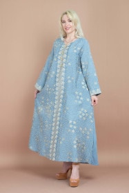 جلابية زهور مزخرفة CJ1055 ازرق
