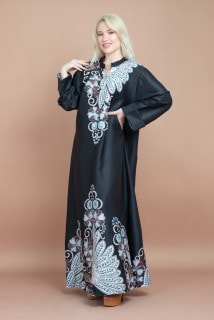 جلابية عصرية منقوشة CJ1067 اسود image