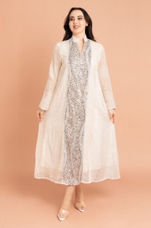 Mandarin Collar Crystal Embroidery Jalabiya IK2012 image