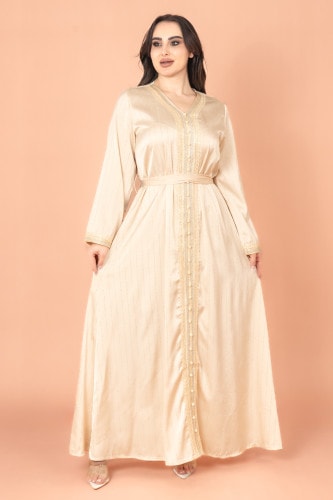 Embellished Stripes V-neck Jalabiya IK2013