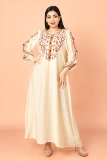جلابية تطريز كلاسيكي IK3005 بيج image