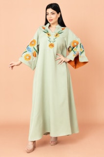 Solid Embroidery Elegant Jalabiya IK3011 image