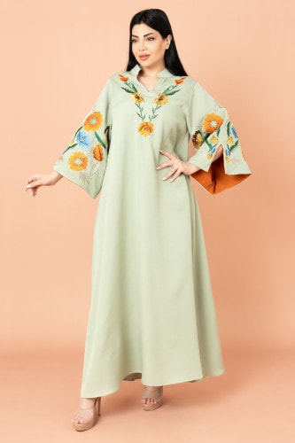 Solid Embroidery Elegant Jalabiya IK3011