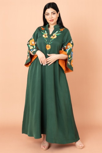 Solid Embroidery Elegant Jalabiya IK3011