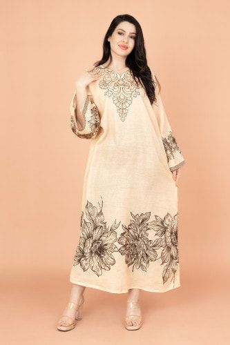 Embellished Floral Touch Solid Jalabiya IN1025