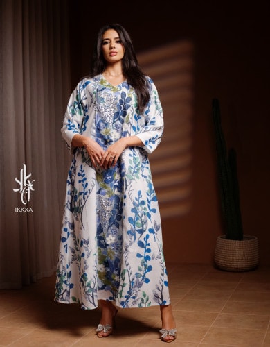Embroidery Applique Wide Cut Jalabiya IK3003