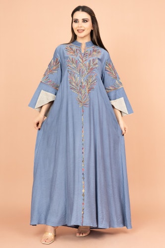 جلابية مطرزة ومرصعة كرستال IK4001 ازرق