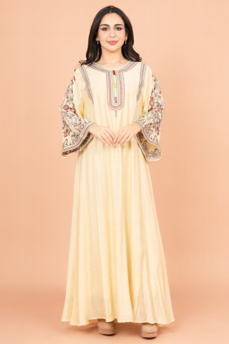 Mandarin Collar Hand Embroidered Jalabiya IK4004