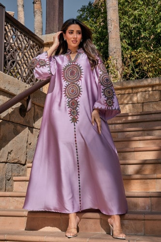 Solid Embroidered Jalabiya IK1008