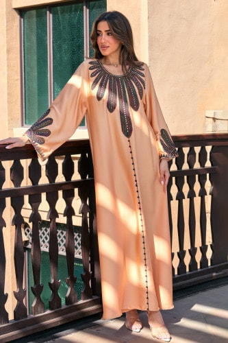 Solid Embroidered Jalabiya IK1007