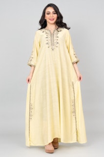 جلابية كرستال ملكية انيقة IK3007 اصفر image