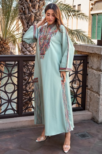 Solid Embroidered Jalabiya IK4003