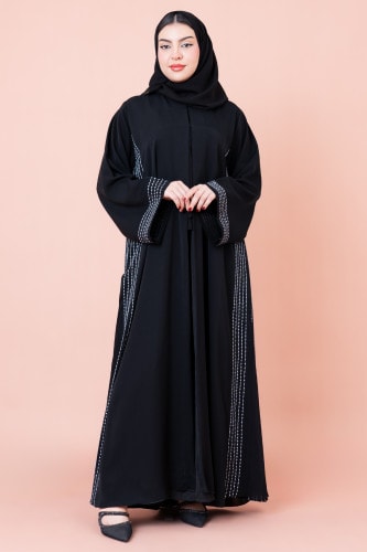 عباية انيقة مخطط ابيض AIK23 اسود