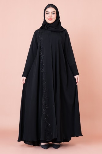 عباية كلوش مع خرز  AIK031 اسود