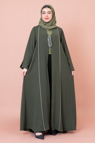 Front Tie Open Casual Abaya AIK27 Green