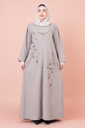 Formal Embroidery Abaya AIK045 Brown