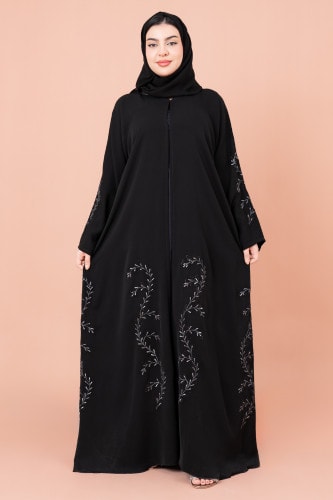 Golden Embroidery Abaya AIK054 Black