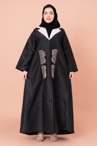 Blazer Embroidered Abaya AIK058 Black