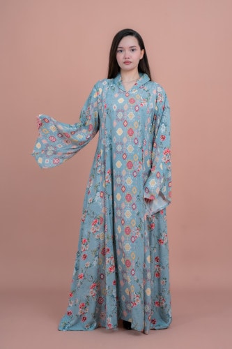 Elegant Long Sleeve Formal Jalabiya IK054 Blue