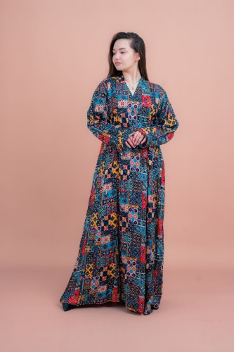 Abstract Geometric Maxi IK062 Blue