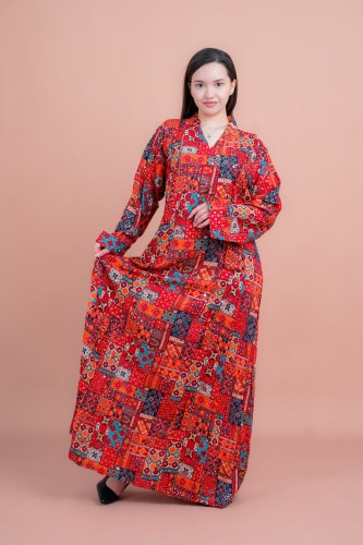 Abstract Geometric Maxi IK062 Red