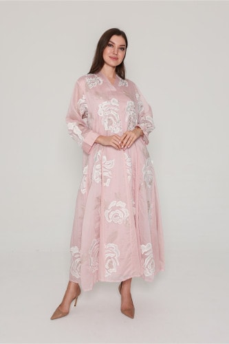 Flowy Flower Pattern Dress IK06 Peach
