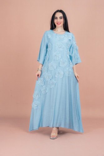Floral Embroidered Jalabiya IK6009 Green