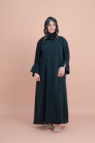 Aary Embroidered Modern Abaya AIK052 Black