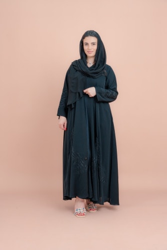 Crystal Elegance Emirati Abaya AIK101 Black