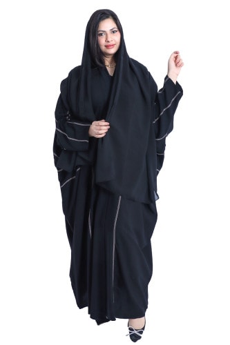 Thread work Farasha Abaya AIK4029 Black and White
