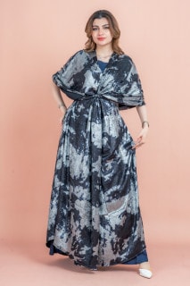 Shimmer Wrap Design Elegant Jalabiya IK1050 Blue image