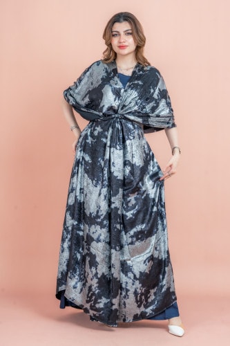 Shimmer Wrap Design Elegant Jalabiya IK1050 Blue