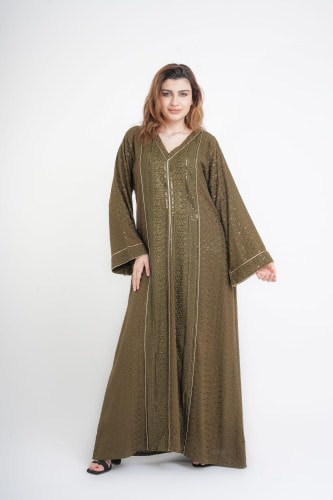 Regal Spark Embroidered Jalabiya IN113 Green