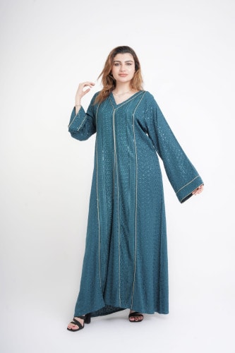 Regal Spark Embroidered Jalabiya IN113 Turquoise