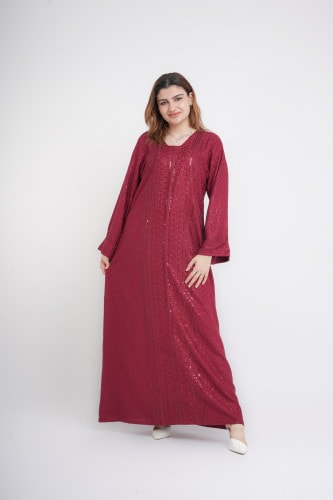 Dazzling Charm Embroidered Jalabiya IN101 Red