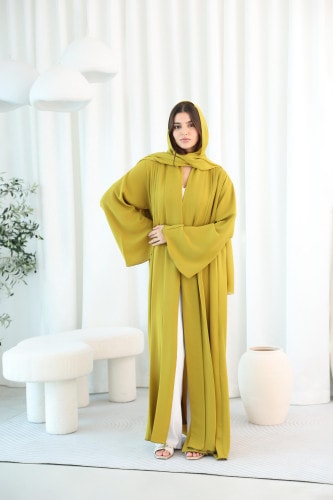 Pleated Wide Sleeves Colored Abaya ABY1107