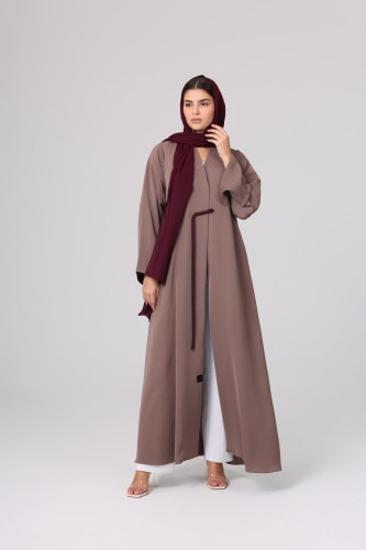 Soild Front Detail Straight Cut Abaya ABY1116