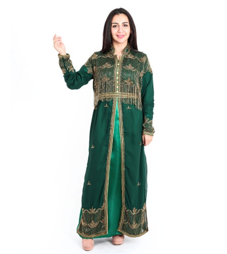 Crystal Bliss Handcrafted Green Kaftan IKW9134