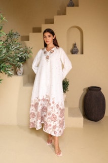 Floral Crystal Pieces Classic Jalabiya IK6033 Brown image