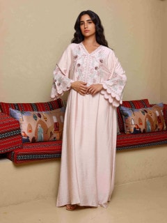 Modern Embroidered Jalabiya IK4013 Peach image