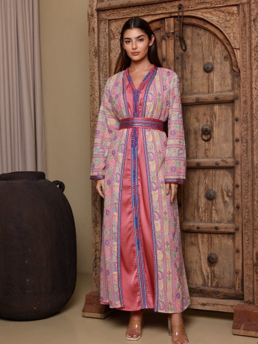 Ikkxa Sondos Jalabiya IK1079 Pink