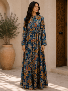 Floral Symphony Jalabiya IK22 Green image