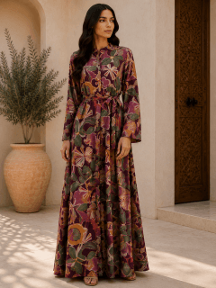 Floral Symphony Jalabiya IK22 Purple image
