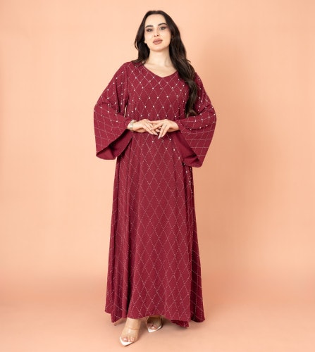 Crystal Breeze Jalabiya IK6001 Maroon