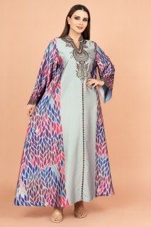 Mandarin Collar Embroidered Jalabiya IK1013 image