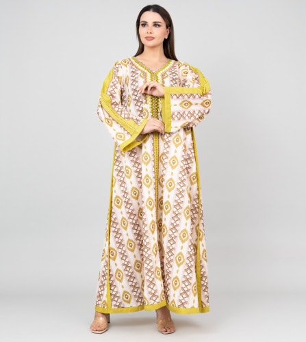 Abstract Pattern Embroidered Jalabiya IK3001