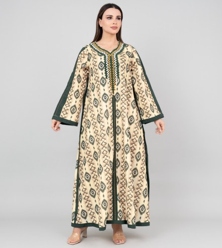 Abstract Pattern Embroidered Jalabiya IK3001