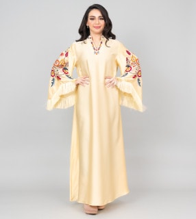 Shimmer Detail Sleeves Embroidered Jalabiya IK1018 image